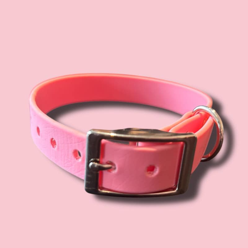 Pink biothane kutyanyakörv, könnyű és tartós anyagból. Ideális kisállatok számára, stílusos és kénye.