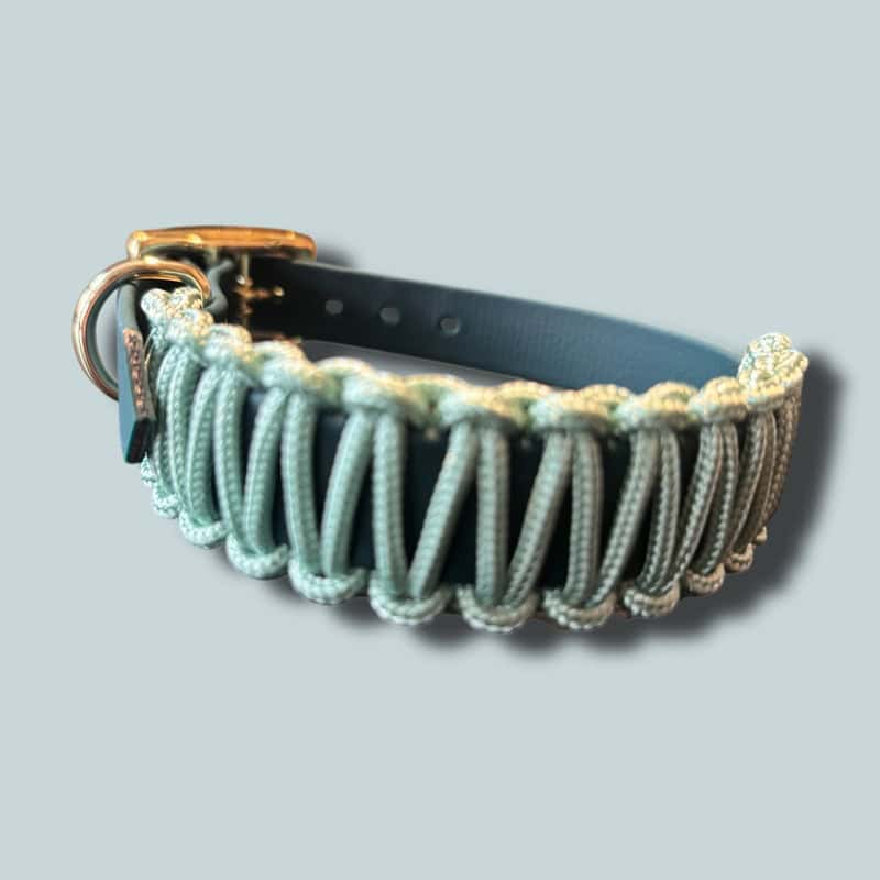 Fonott forest green biothane nyakörv