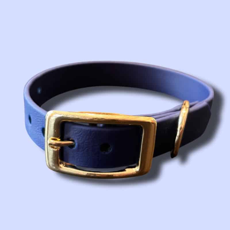 Biothane nyakörv, pink színű, arany csattal.