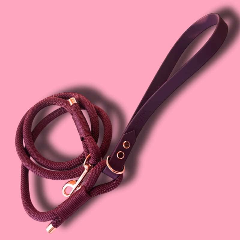 Aubergine kötélpóráz biothane fogóval